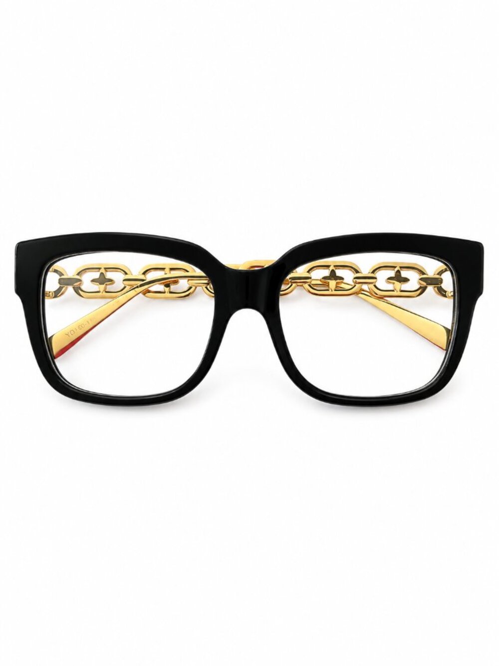 Black and Gold Chain Link Eyeglass Frames 55-18-143 - Picture 2 of 9